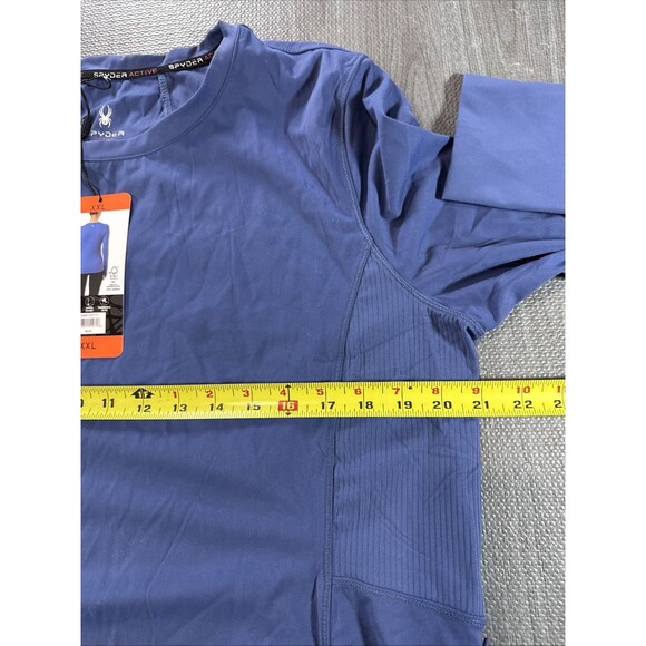 Spyder Active Women's Long Sleeve Zip Pocket Thumb Slit Stretch Top, Blue, XXL - Picture 5 of 6